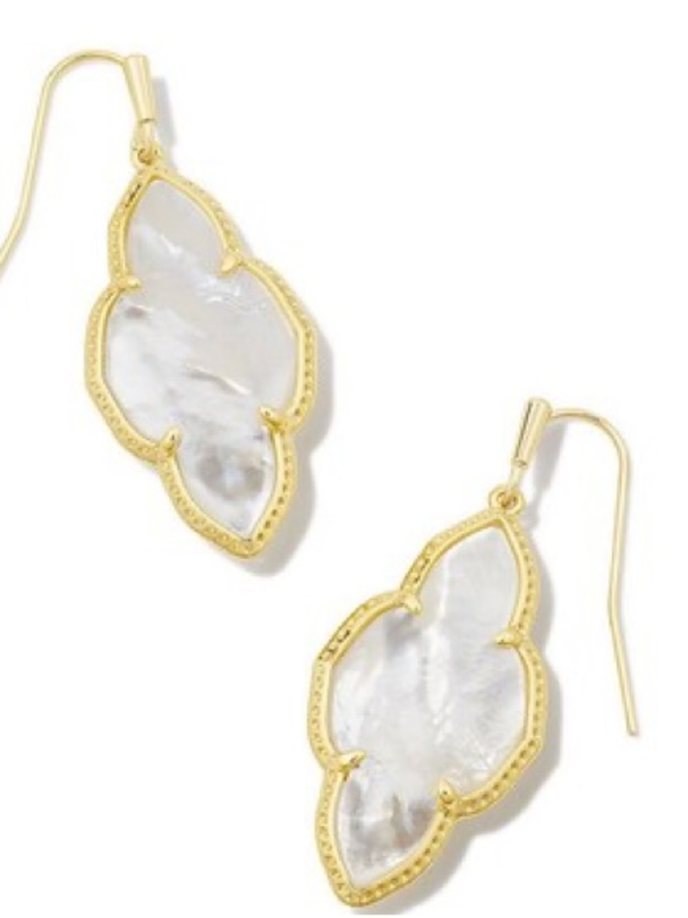 Kendra Scott White Mother-of-Pearl Gold Drop Earrings